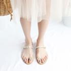 Pearl Accent Toe Loop Sandals