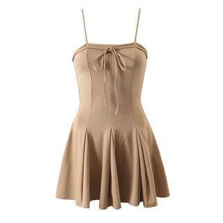Spaghetti-strap Pleated Mini Dress