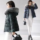 Faux-fur Trim Camo Hooded Padded Jacket