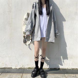 Plain Hooded Loose-fit Jacket