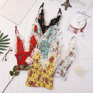 Floral Lace Trim Camisole Top