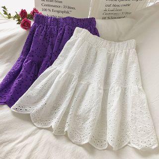 Plain Cutout A-line Skirt