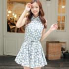 Sleeveless Flower-print Dress