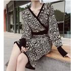 Leopard Print Long-sleeve Knit Sheath Dress