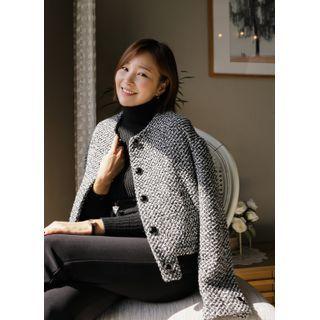 Round-neck Tweed Blouson Jacket