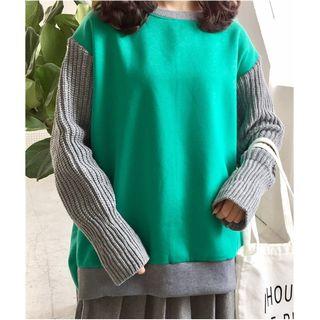 Two-tone Knit Panel Sweatshirt