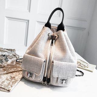 Drawstring Tweed Backpack
