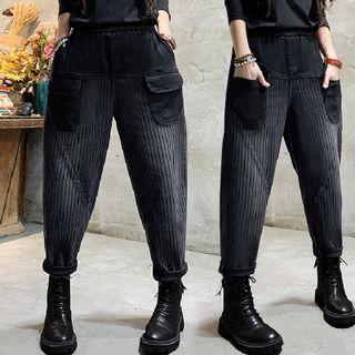 Striped Panel Baggy Jeans