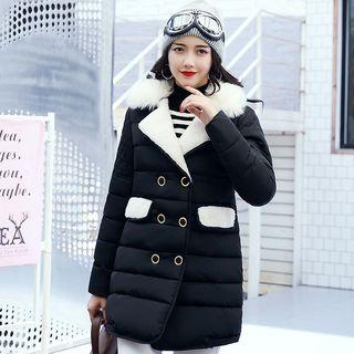 Furry Trim Double-breasted Padded Coat