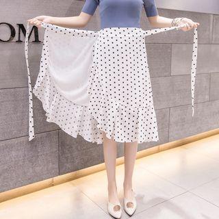 Dotted Wrapped Midi Skirt