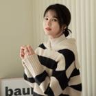 Wide-collar Stripe Sweater