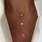 Star Heart Crescent Pendant Layered Necklace
