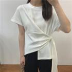 Short-sleeve Shirred Asymmetrical T-shirt