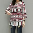 Patterned 3/4 Sleeve T-shirt Dress