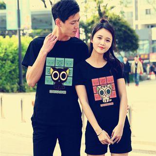 Couple Matching Cat Print Short-sleeve T-shirt / Shorts