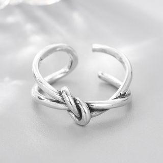 Knotted Layered Open Ring Silver - One Size