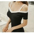 Off-shoulder Short-sleeve Bodycon Dress