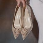 Faux Pearl Sequined Stiletto Heel Wedding Pumps