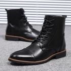Faux Leather Brogue Short Boots