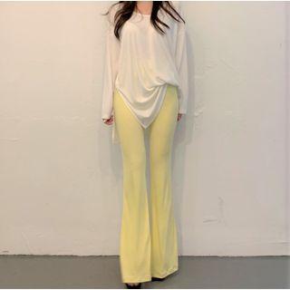 Drawstring Slit Long-sleeve Top