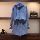Set: Buttoned Cuff Sweater + Pants + Scarf