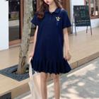 Ruffle Hem Short-sleeve Polo Shirt Dress
