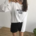 Letter-print Cotton T-shirt Ivory - One Size
