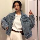 Fringed Denim Jacket Blue - One Size