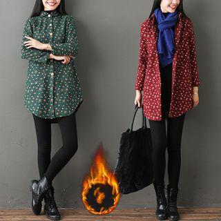 Fleece-lined Floral Button Jacket