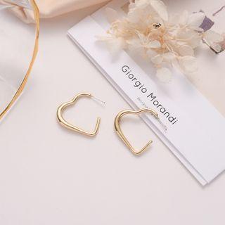 S925 Sterling Silver Heart Ear Stud 1 Pair - 925 Silver - Earrings - One Size