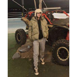 Letter-tag Hooded Puffer Jacket