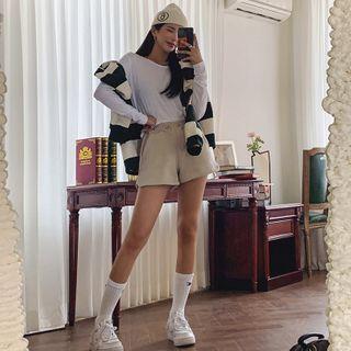 Drawcord-waist Napped Shorts