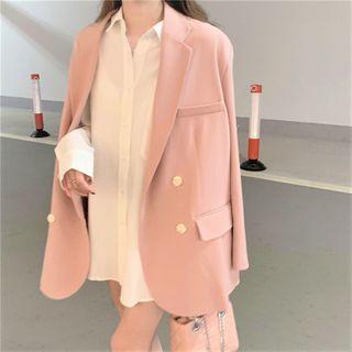 Loose-fit Plain Blazer / Long-sleeve Plain Blouse