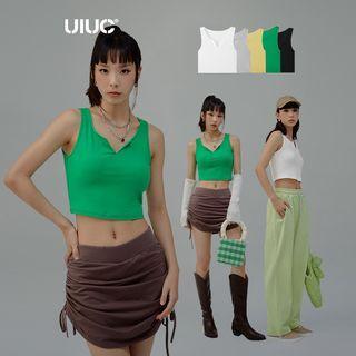 V-neck Ribbed Crop Tank Top In 5 Colors