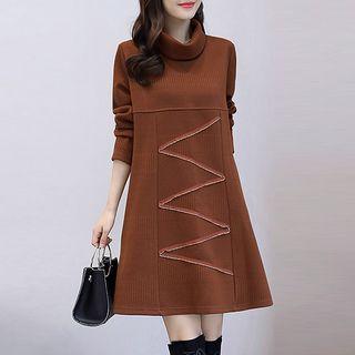 Turtleneck A-line Knit Dress