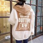 Contrast Letter-patch Faux-shearling Hoodie