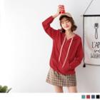 Zipper Drawstring Hooded Top