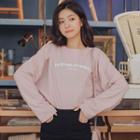 Long-sleeve Letter Print Loose-fit T-shirt