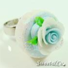 Sweet Blue Glitter Cupcake Floral Ring