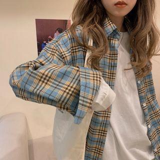 Plaid Shirt Plaid - Blue & Khaki - One Size