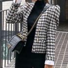 Houndstooth Double-breasted Knit Jacket