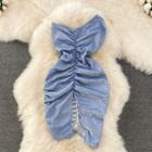 Glitter Ruched Bandeau Dress