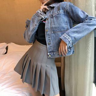 Washed Denim Jacket As Figure - One Size