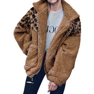 Leopard Zip-up Fleece Jacket