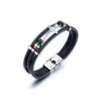 Simple Classic Cross 316l Stainless Steel Multilayer Leather Bracelet Silver - One Size