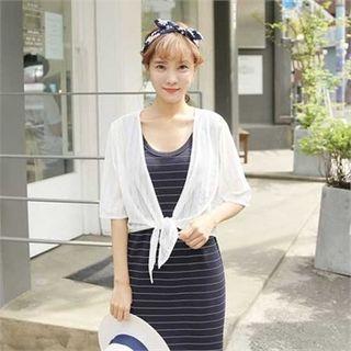 Elbow-sleeve Two-way Mesh Cardigan