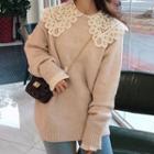 Plain Sweater / Lace Neck Shirt