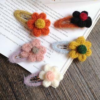 Crochet Flower Fluffy Hair Clip
