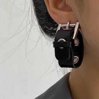 Faux Leather Belt Dangle Earring 1 Pair - Black - One Size