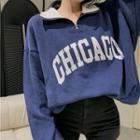 Collared Lettering Loose-fit Sweatshirt